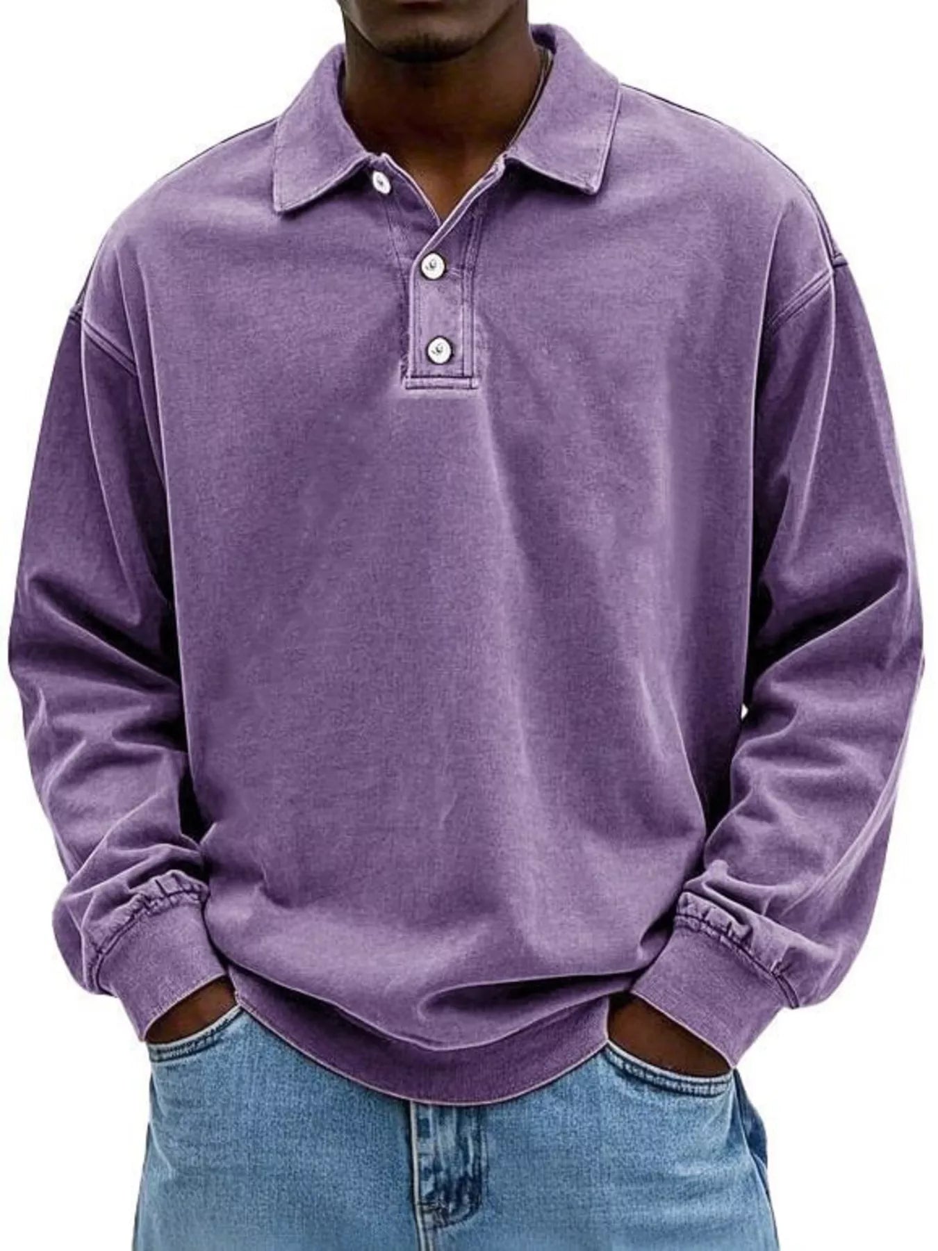 Men's Full Size Vintage Washed Long Sleeve Top Plus Size