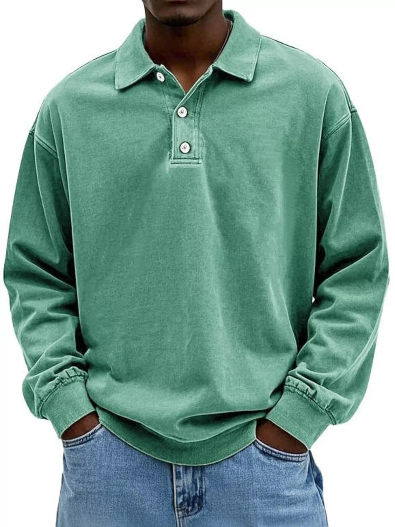 Men's Full Size Vintage Washed Long Sleeve Top Plus Size
