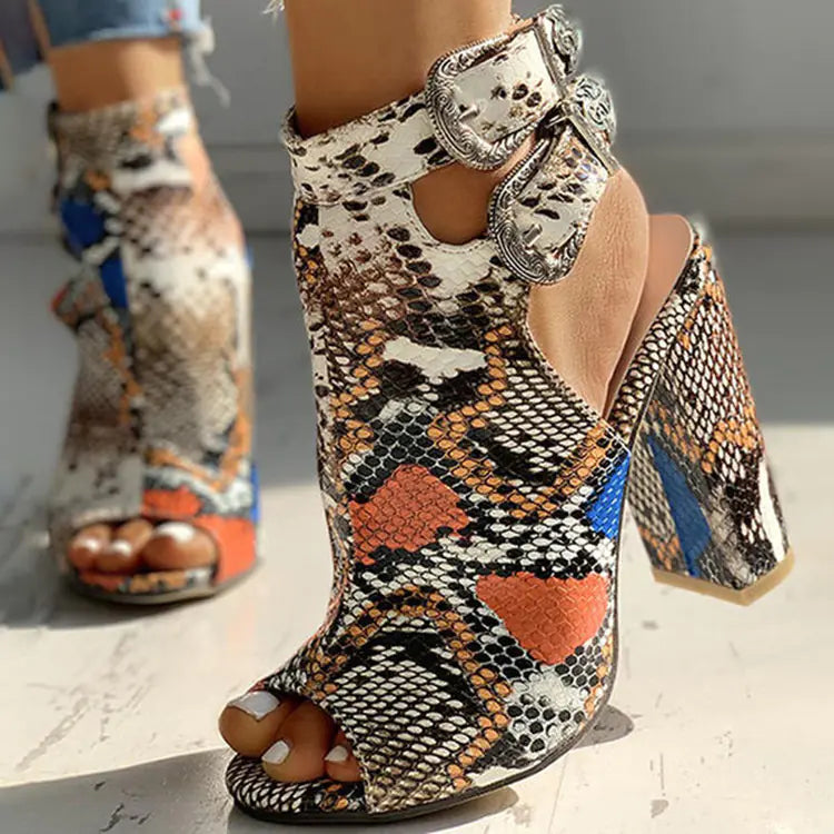 Large Women's Sandals with High Thick Heels