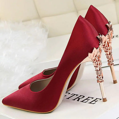 White Satin High Heels for Women - Stylish Pointed Shoes