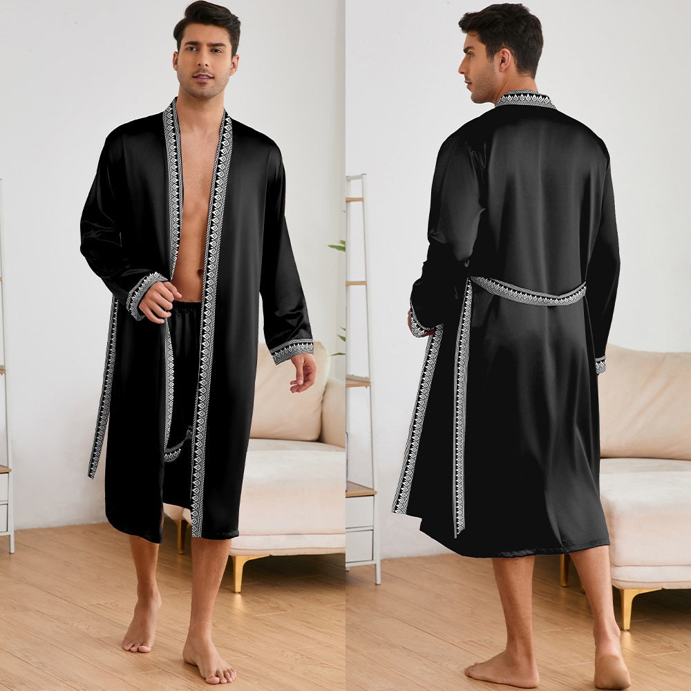 Men's Robes Shorts Suit Solid Color Homewear