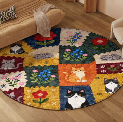 Round No Wash Wipeable Rug For Home Use