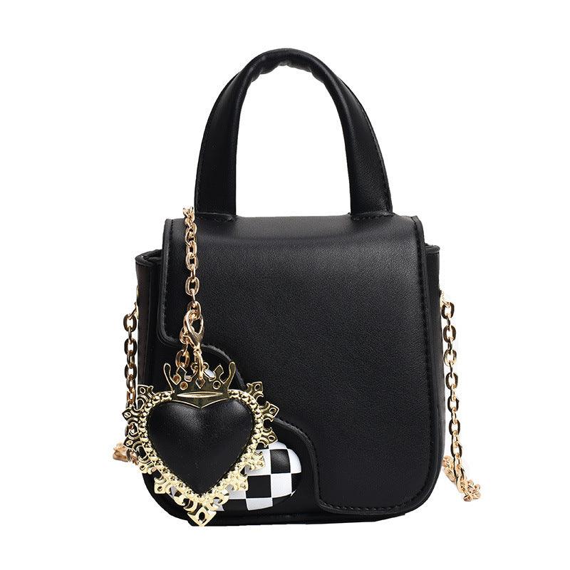 Heartfelt Charm Messenger Bag - Trendy Small Square Bag with Heart Charm