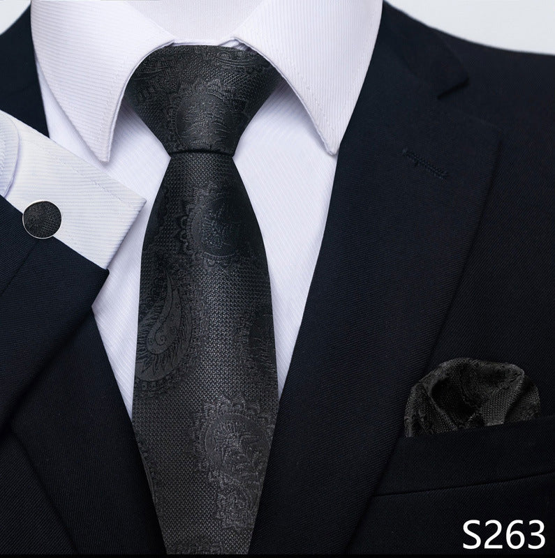 Men's Creative All-match Business Formal Wear Tie Scarf Cuff Buckle Set