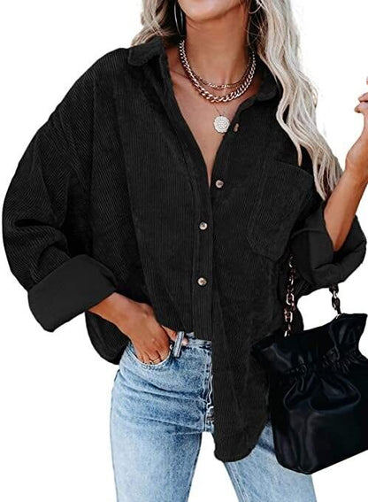 Corduroy Country Chic Shirt – Stylish Single-Breasted Cowgirl Shirt