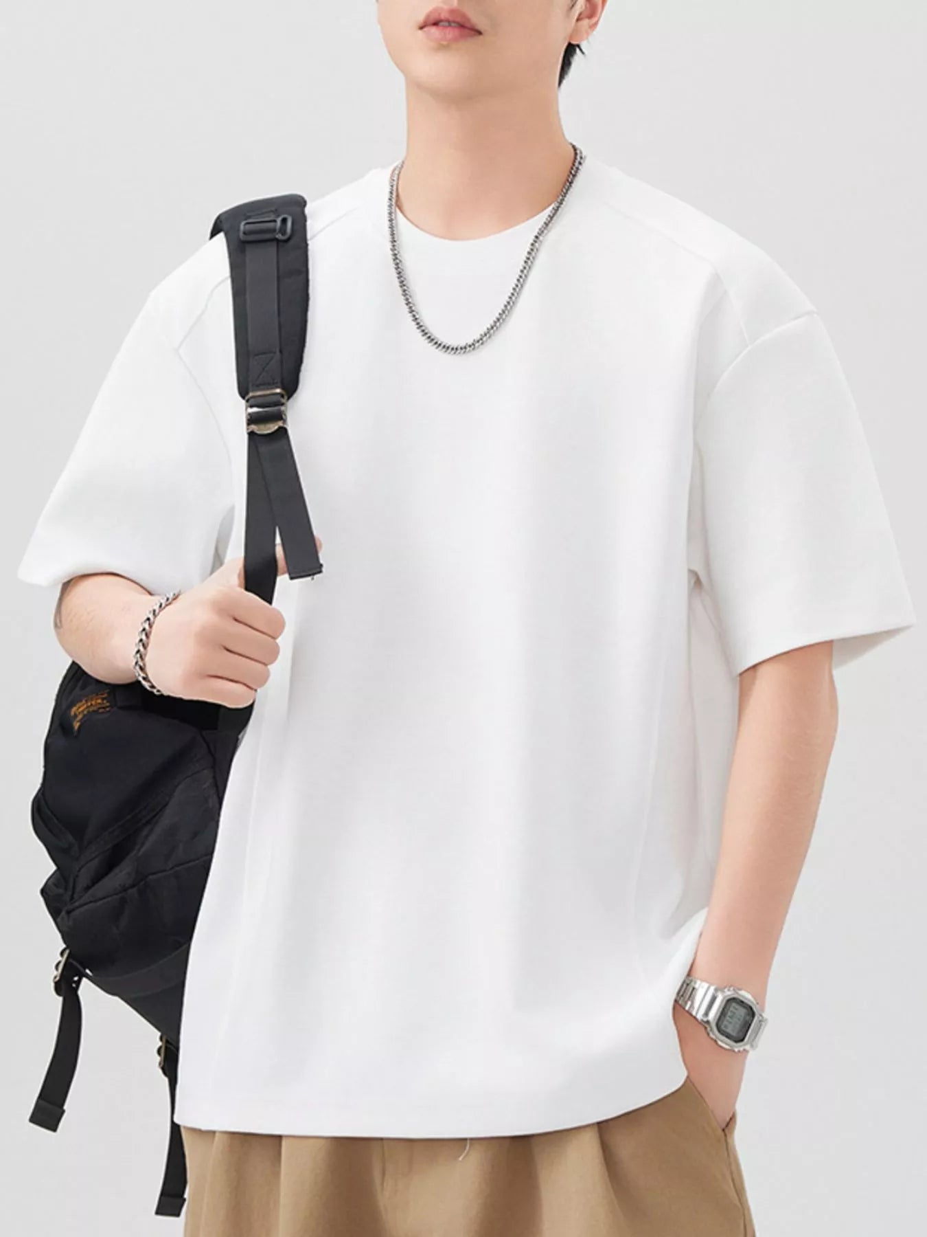 Men's Plus Size Solid Color Casual T-Shirt