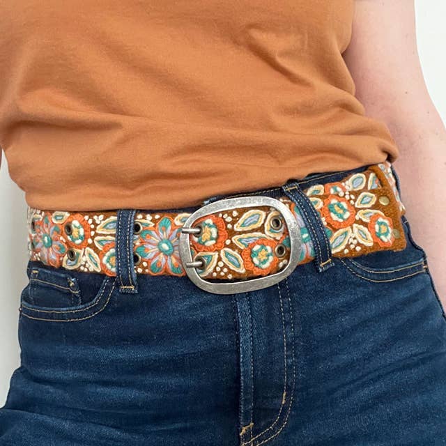 Desert Bloom Embroidered Belt