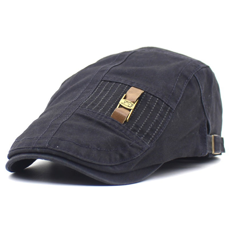 Leather Strap Jeans Button Men And Women Retro Peaked Cap