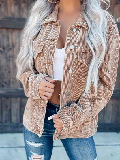 Women’s Collared Neck Button-Down Jacket For Casual and Everyday Use Elegant Simple Jacket