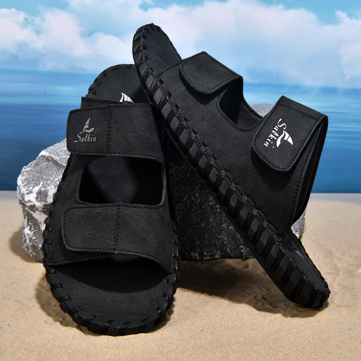 Men's Casual Outdoor Leather Slippers