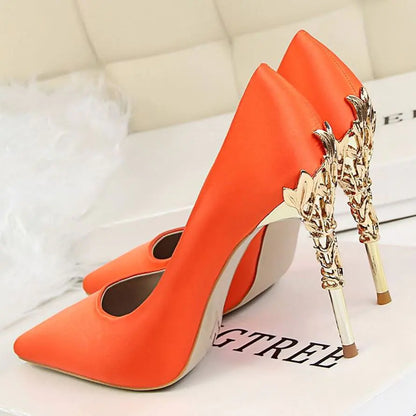 White Satin High Heels for Women - Stylish Pointed Shoes
