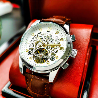 New Mens Large-rotor Skeleton Automatic Mechanical Watch