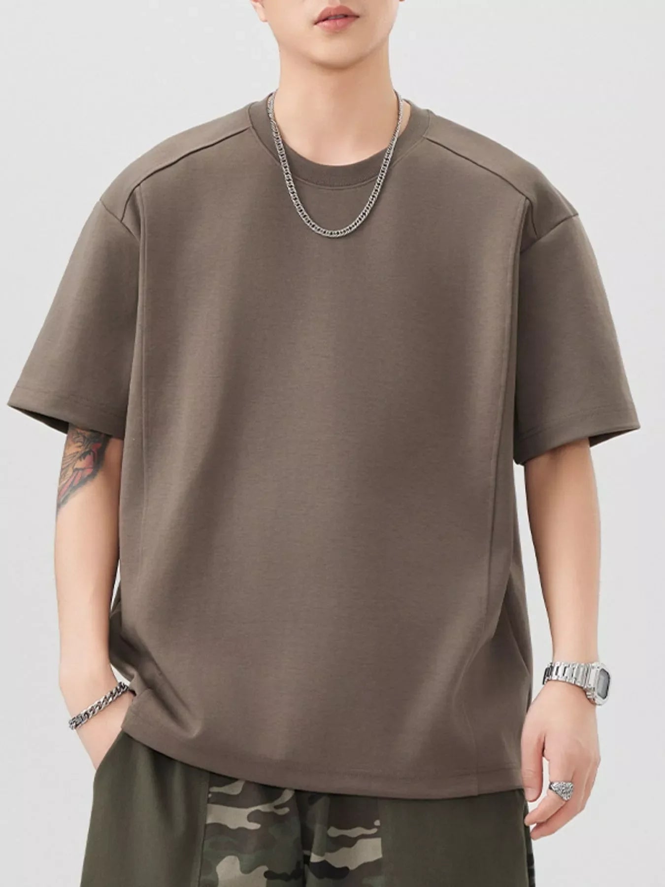 Men's Plus Size Solid Color Casual T-Shirt