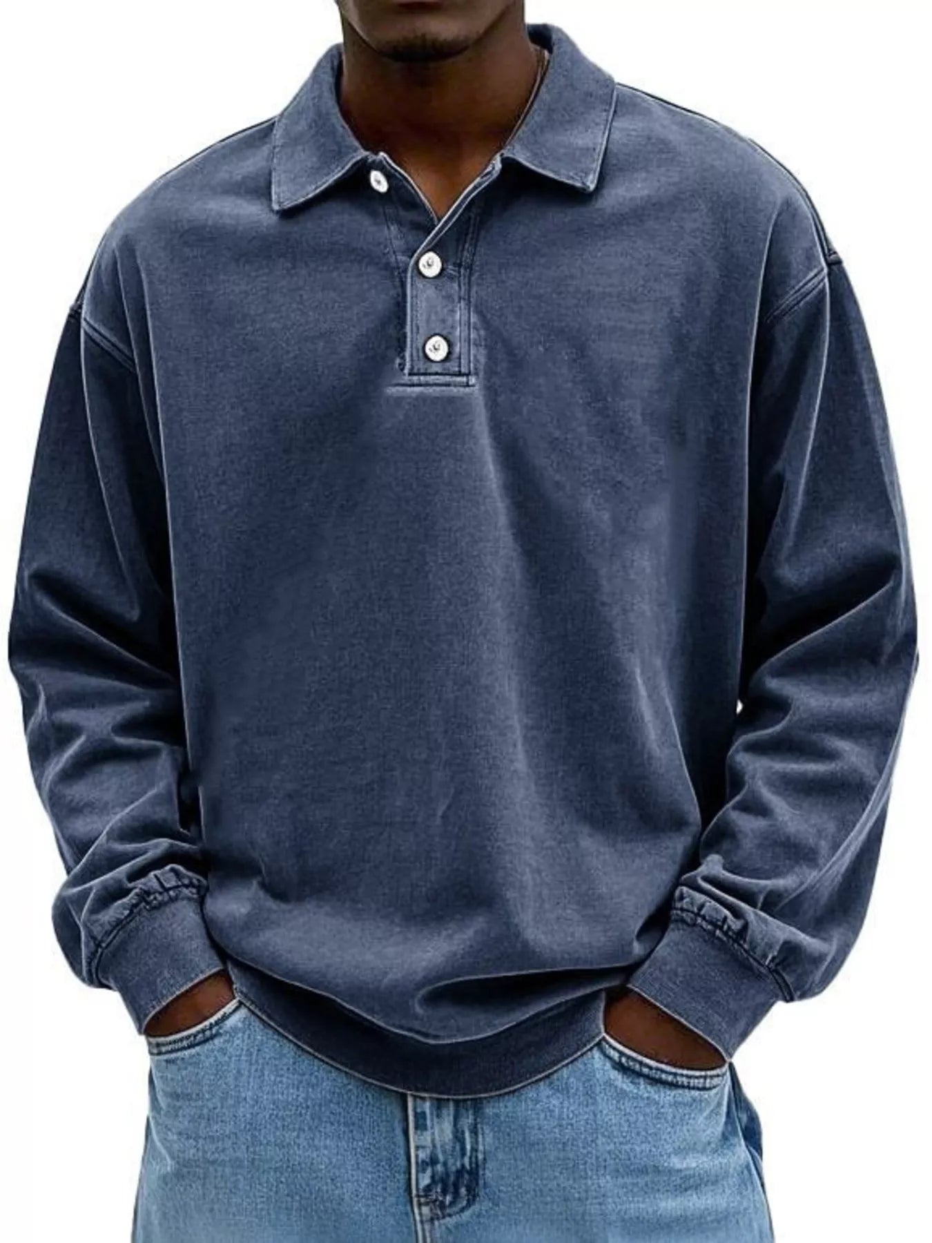 Men's Full Size Vintage Washed Long Sleeve Top Plus Size