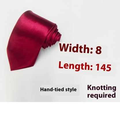 8cm Black Hand-tied Plain Suit Tie