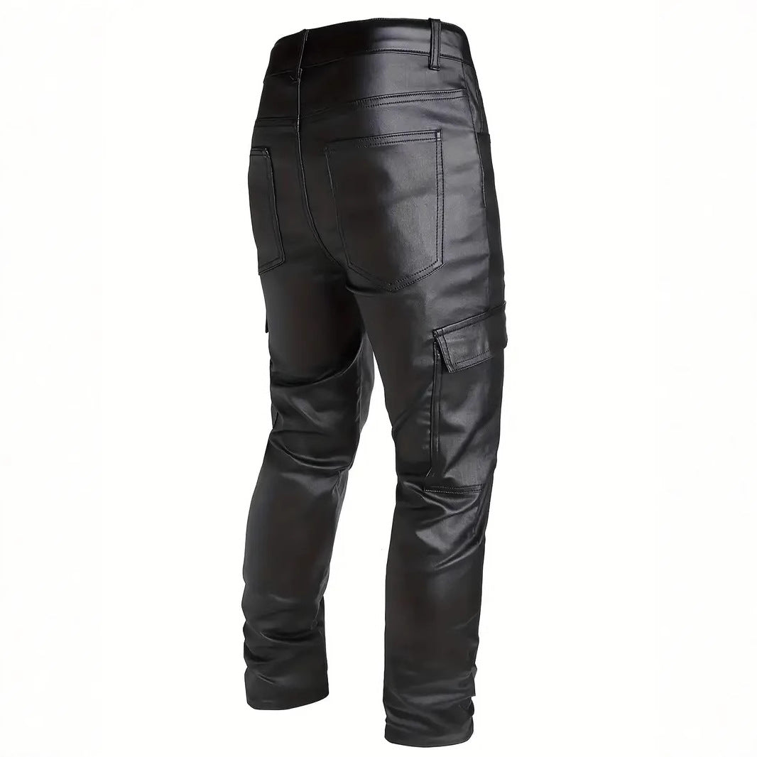 Mens Windproof PU Pants For Motorcycle And Outdoor Riding