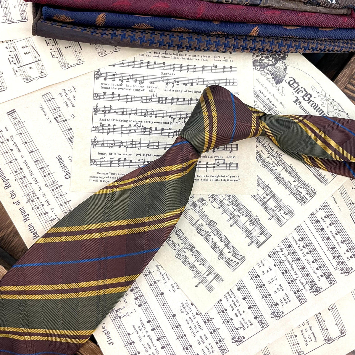 Retro Coffee Color Orange Red Striped Tie Hand Hit 8CM Men