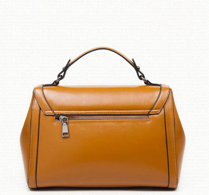 Luxury Genuine Leather Fashion Handbag for Cowgirls - Premium Black & Retro Brown
