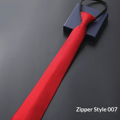 Mens Business Formal Zipper Tie With Blue Stripes