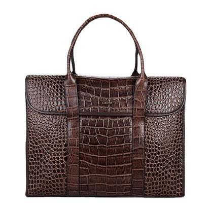 Exotic Croco Leather Laptop Bag - Luxury Genuine Cowhide for Stylish Women