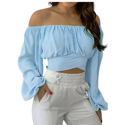 Off Shoulder Cross Tie Long Sleeve Top | Sexy & Trendy Cowgirl Look
