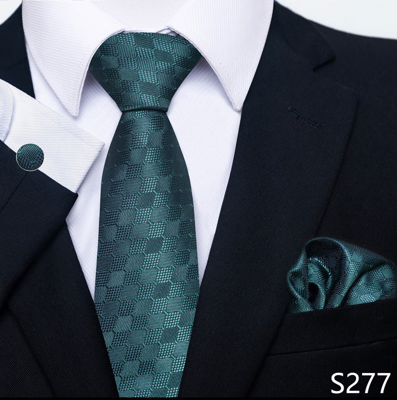Men's Creative All-match Business Formal Wear Tie Scarf Cuff Buckle Set