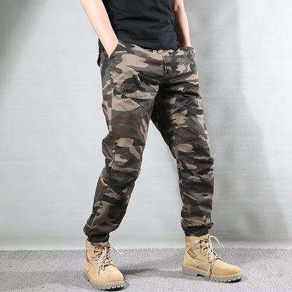 Mens Japanese-Style Retro Camo Ankle-Fit Pants