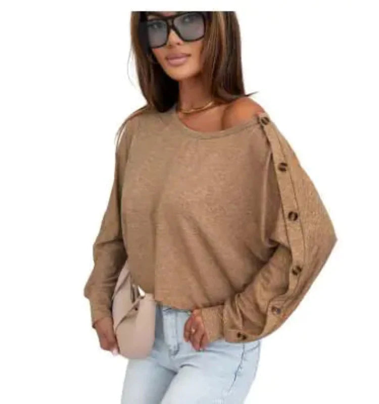 Long-Sleeved Solid Color Women's T-Shirt