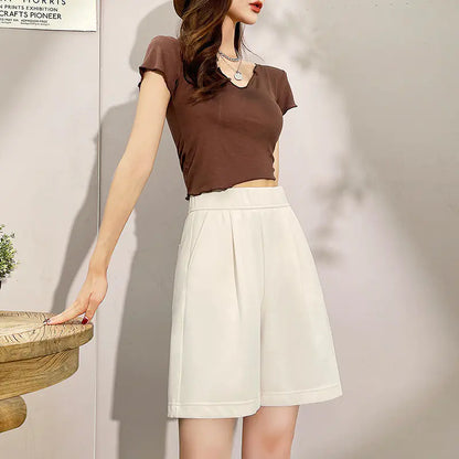 Plus Size Women's High Waist Wide Leg Sports Shorts
