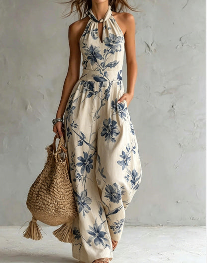 Women's Halter Backless Wide-Leg Jumpsuit | Boho Beach Jumpsuit in 7 Colors