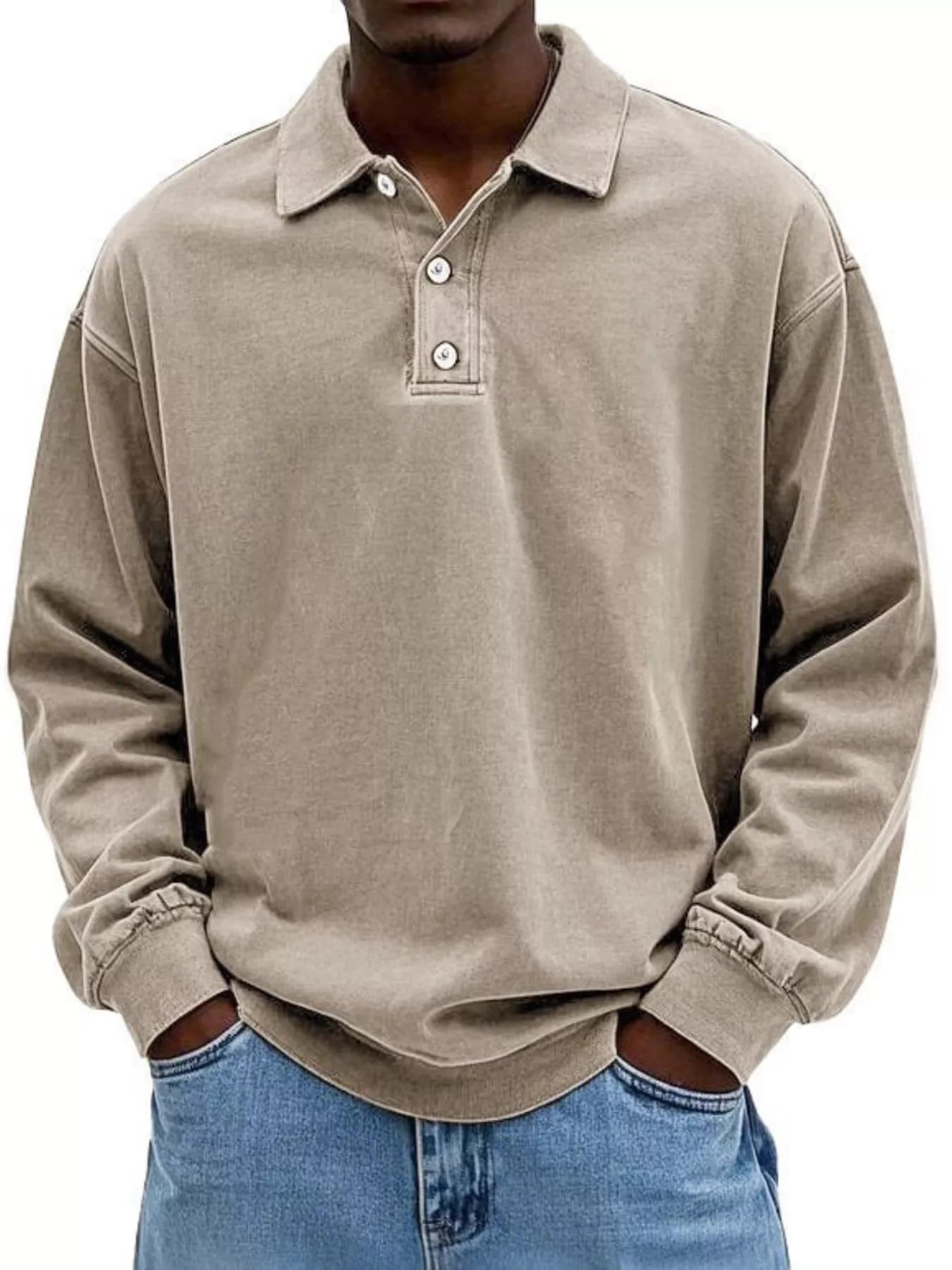 Men's Full Size Vintage Washed Long Sleeve Top Plus Size