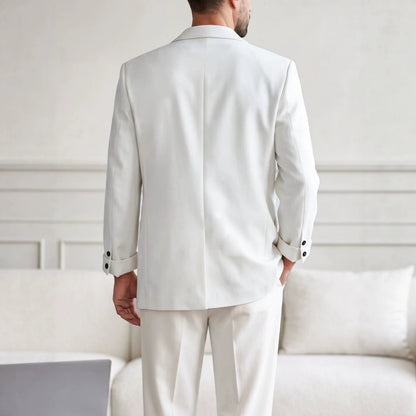 Mens White Suit With Embroidered Tailoring
