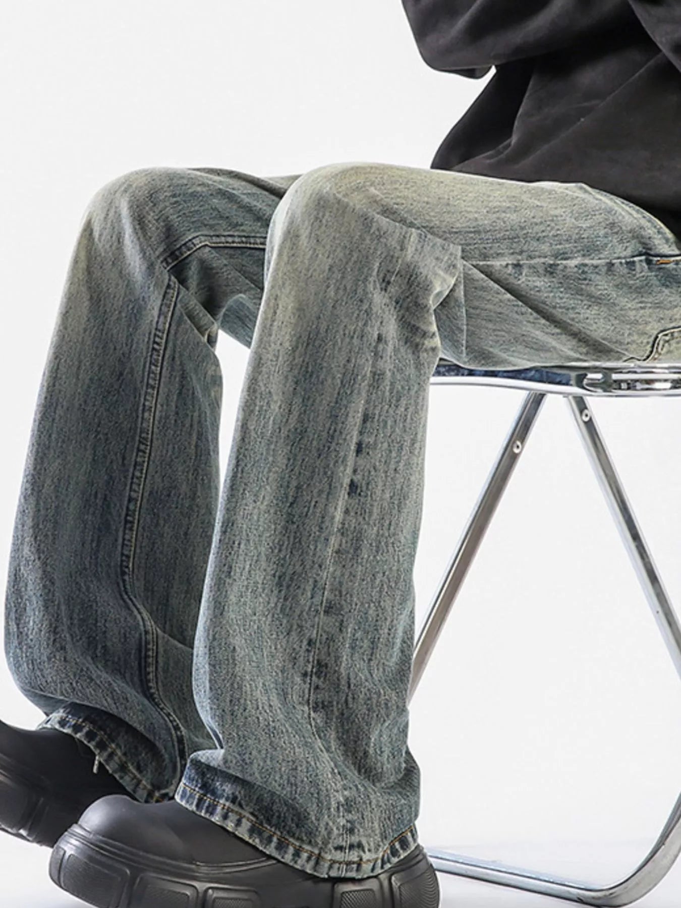 Men's Plus Size Vintage Wash Wide Leg Jeans