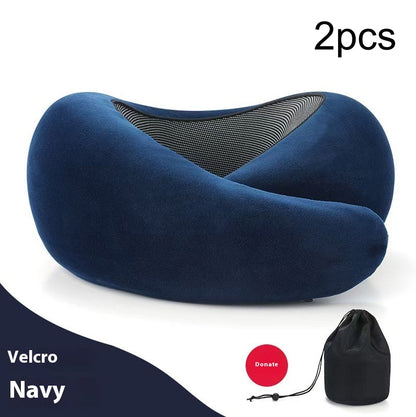 Soft Memory Foam Travel Neck Pillow U Shape Adjustable Support Comfortably Sleeping On Plane Car Office Noon Break