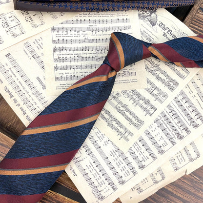 Retro Coffee Color Orange Red Striped Tie Hand Hit 8CM Men