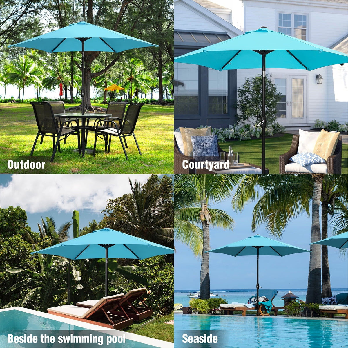 Ainfox 9ft  Patio Umbrella with Push Button Tilt and Crank, UV and Waterproof