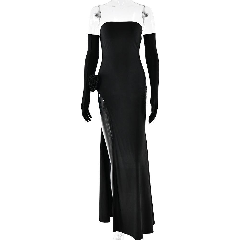 Luxe Off-Shoulder Slit Dress