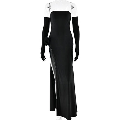 Luxe Off-Shoulder Slit Dress