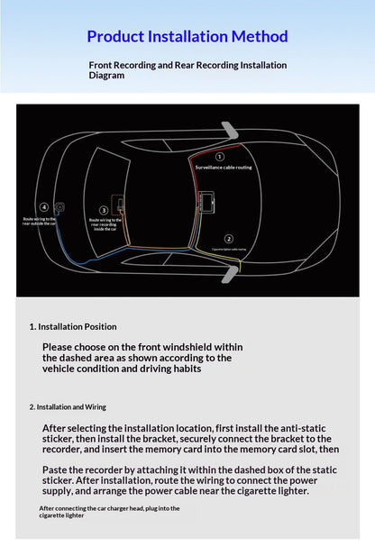 HD WiFi Dash Cam For Cars, High Definition Vehicle DVR Recorder