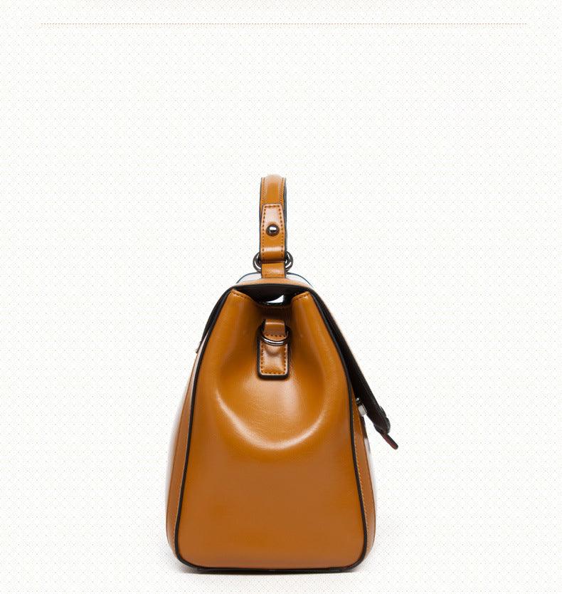 Luxury Genuine Leather Fashion Handbag for Cowgirls - Premium Black & Retro Brown