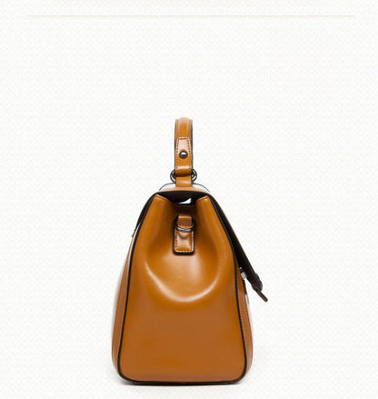 Luxury Genuine Leather Fashion Handbag for Cowgirls - Premium Black & Retro Brown