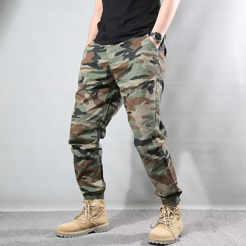 Mens Japanese-Style Retro Camo Ankle-Fit Pants