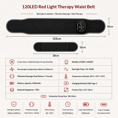 New Infrared Heating Massage Waist Belt For Near And Far Infrared Therapy