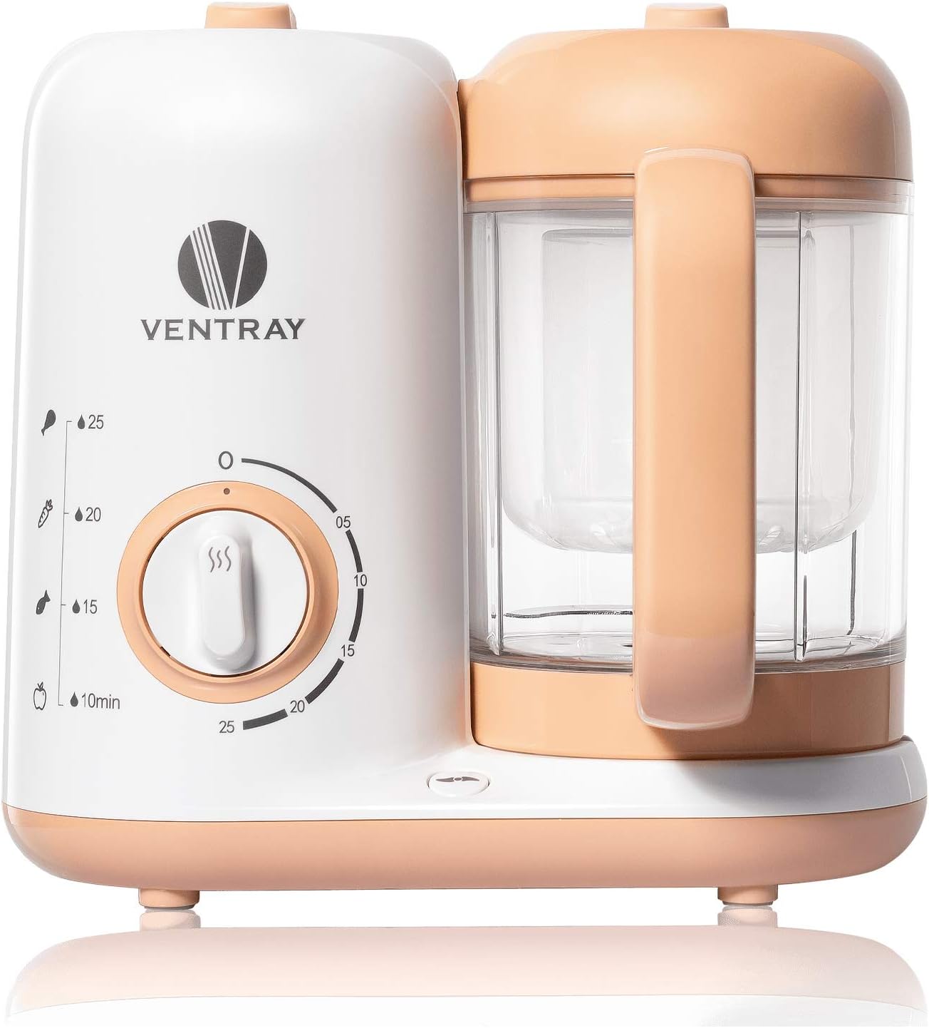 Ventray Baby Food Maker, Puree Food Processor Steamer Blender Cooker Warmer Machine for Toddlers Baby, All-in-one Auto Cooking Easy Clean and BPA-Free - Peach