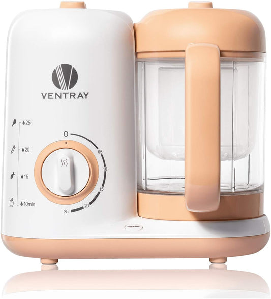 Ventray Baby Food Maker, Puree Food Processor Steamer Blender Cooker Warmer Machine for Toddlers Baby, All-in-one Auto Cooking Easy Clean and BPA-Free - Peach
