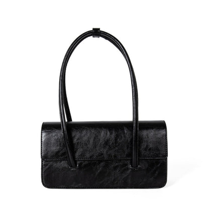 Design oil wax leather shoulder armpit bag, stylish tote bag, top handle purse for women
