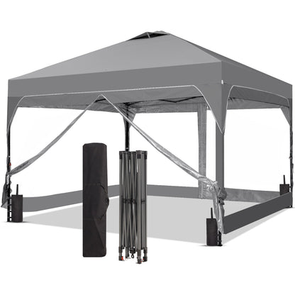Ainfox 10ft x 10ft Pop Up Canopy Beach Tent with 4 Removable Clear PVC Sidewalls for Events, Parties, Camping