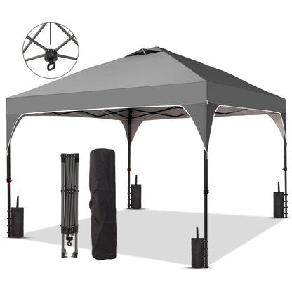 Ainfox 10ft x 10ft Pop Up Canopy Beach Tent with One Push Set up Easy Outdoor Sun Shade for Events, Parties, Camping