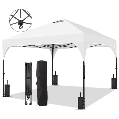 Ainfox 10ft x 10ft Pop Up Canopy Beach Tent with One Push Set up Easy Outdoor Sun Shade for Events, Parties, Camping