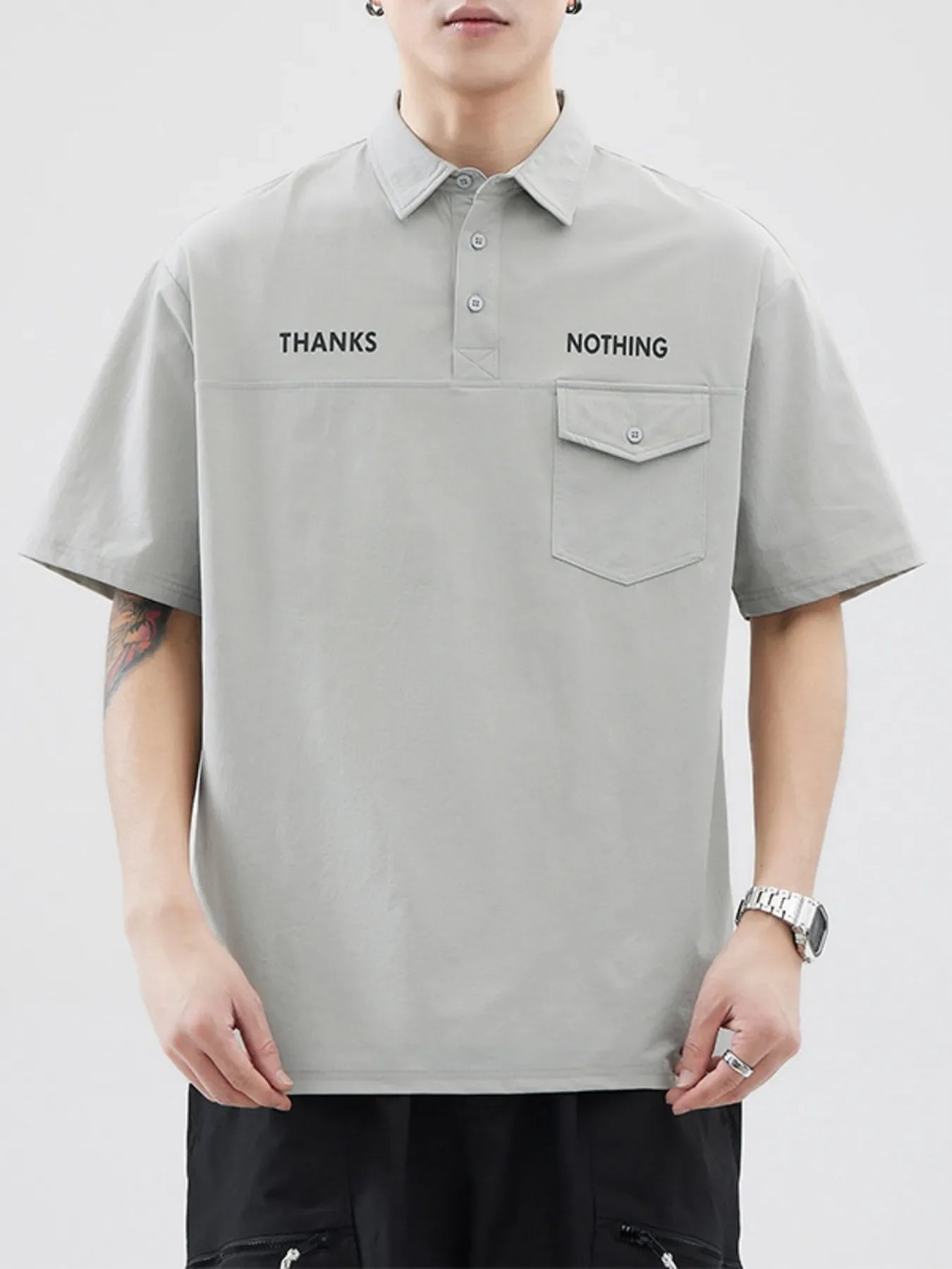 Men's Plus Size Button Detail Short Sleeve Polo